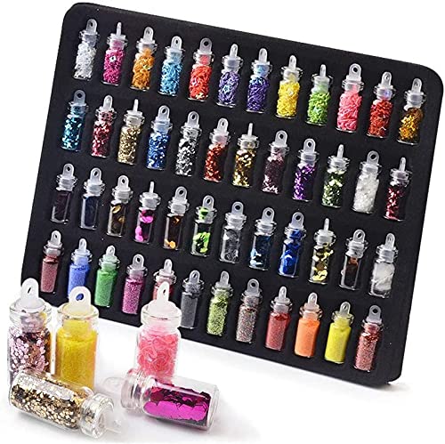 Belicia 48 Bottles Nail Art Sequins Glitter Powder - Shimmering Manicure Decoration for DIY Nail Designs - Perfect for Professional Salons, Home Nail Art, and Party Glam Looks