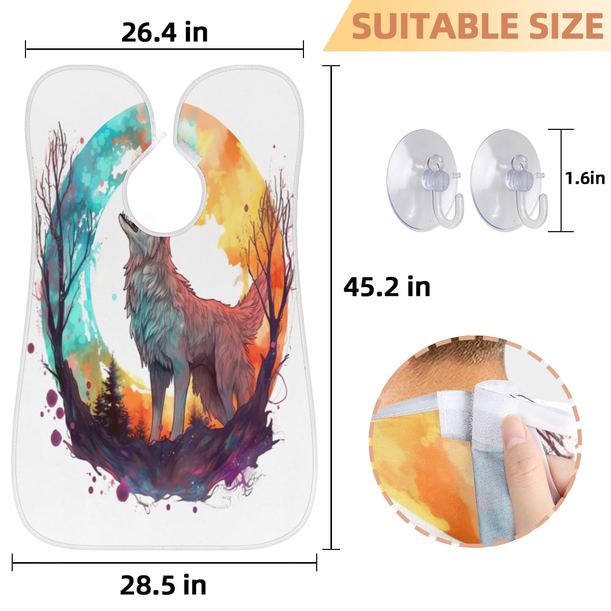 Men's Roaring Wolf Beard Shaving Bib - Waterproof Hair Dye Apron for Barbers & Stylists - Makeup & Haircut Cape with Sink Catcher - Perfect Gift for Beard Trimming & Lineup - Great for Home Grooming & Salon Use