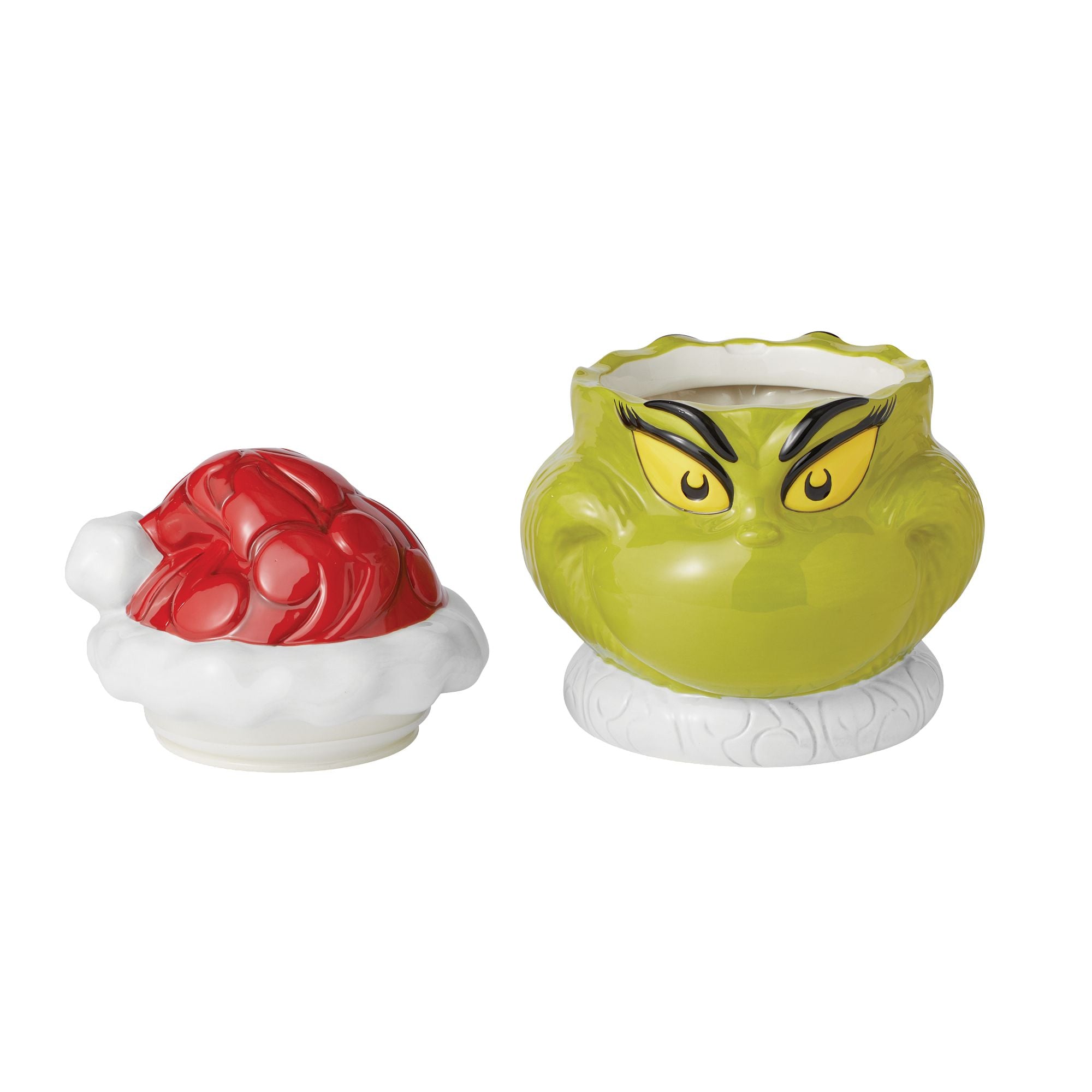 Grinch Cookie Jar Naughty/Nice - Christmas Themed Ceramic Cookie Storage Container - Perfect for Holiday Baking, Cookie Exchange Parties & Festive Kitchen Decor