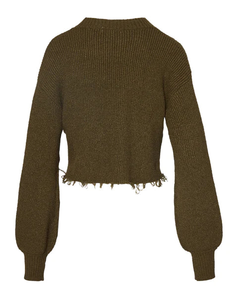 Camille Sweater - Olive Night Green Women's Knit Pullover | Cozy Fall & Winter Fashion for Casual Outings