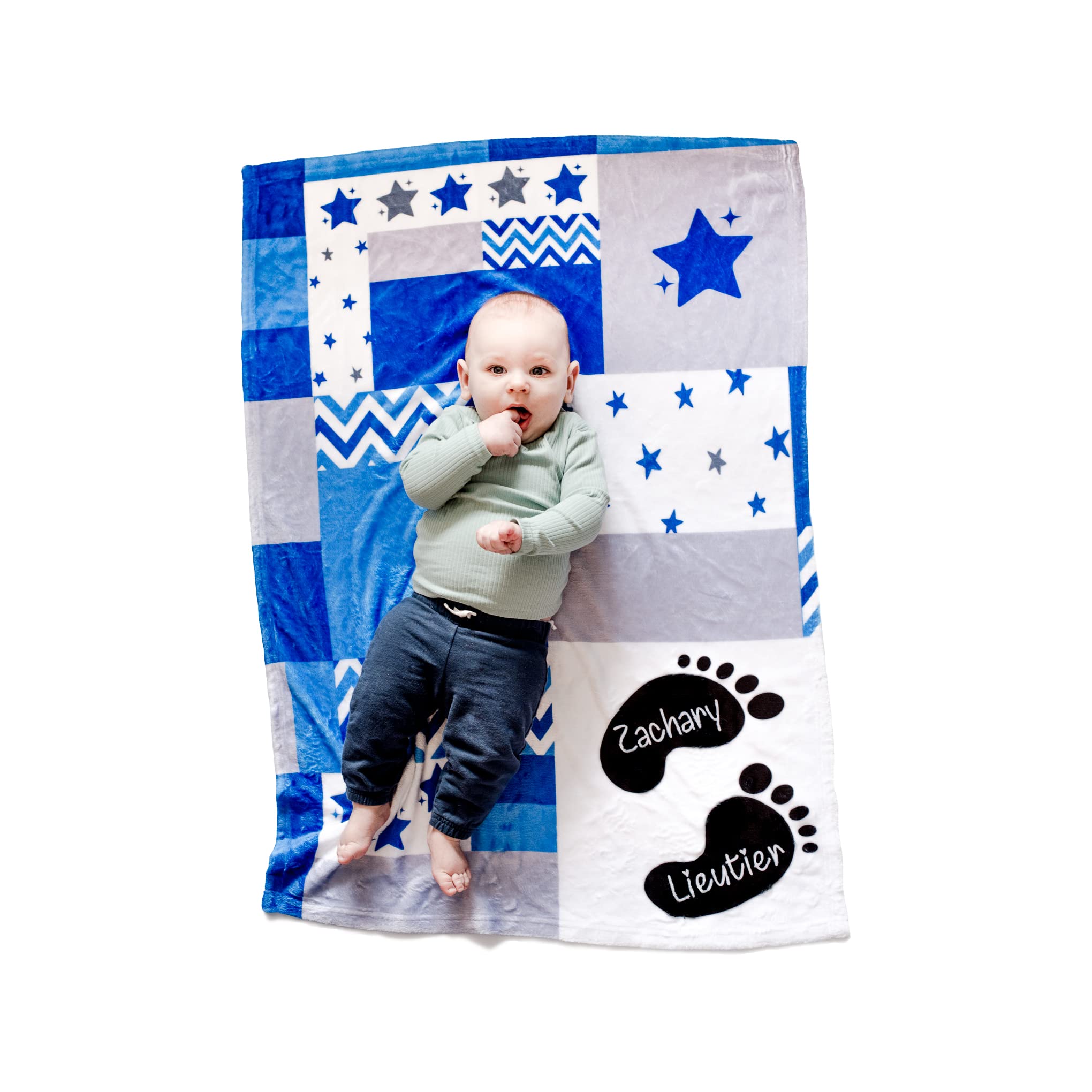 Custom Baby Boy Blankets with Name - Personalized Newborn Baby Gift | Soft Embroidered Blankets for Boys | Perfect Christening, Birthday & Welcome Home Gifts