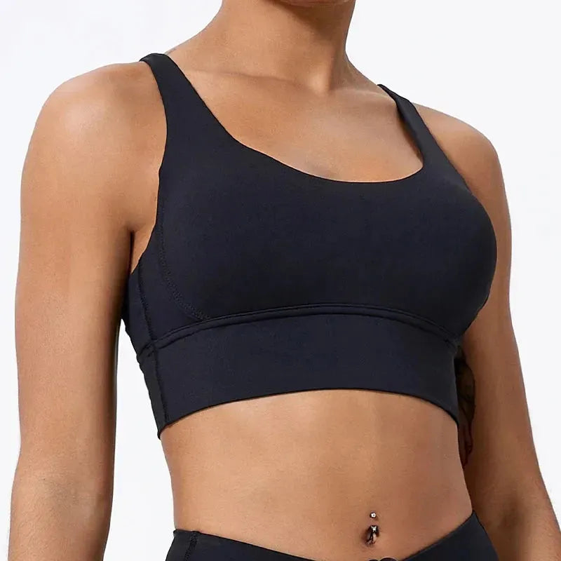 Women's Push Up Sports Bra - Cross Back Yoga Top for Running, Gym & Fitness - Shockproof Workout Crop Top - Perfect for Yoga, HIIT & Cardio Workouts