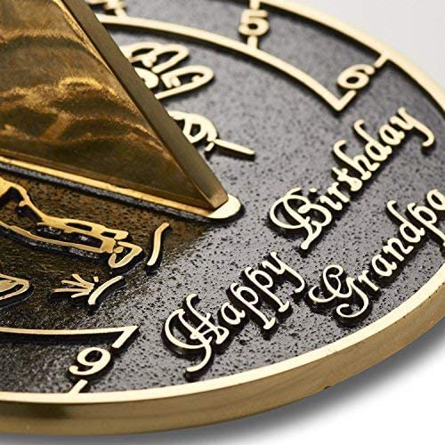 Happy Birthday Grandpa Sundial Gift - Unique Garden Decor & Personalized Birthday Present from Grandson, Granddaughter or Grandkids - Perfect Outdoor Ornament for Father's Day, Retirement or Special Occasions