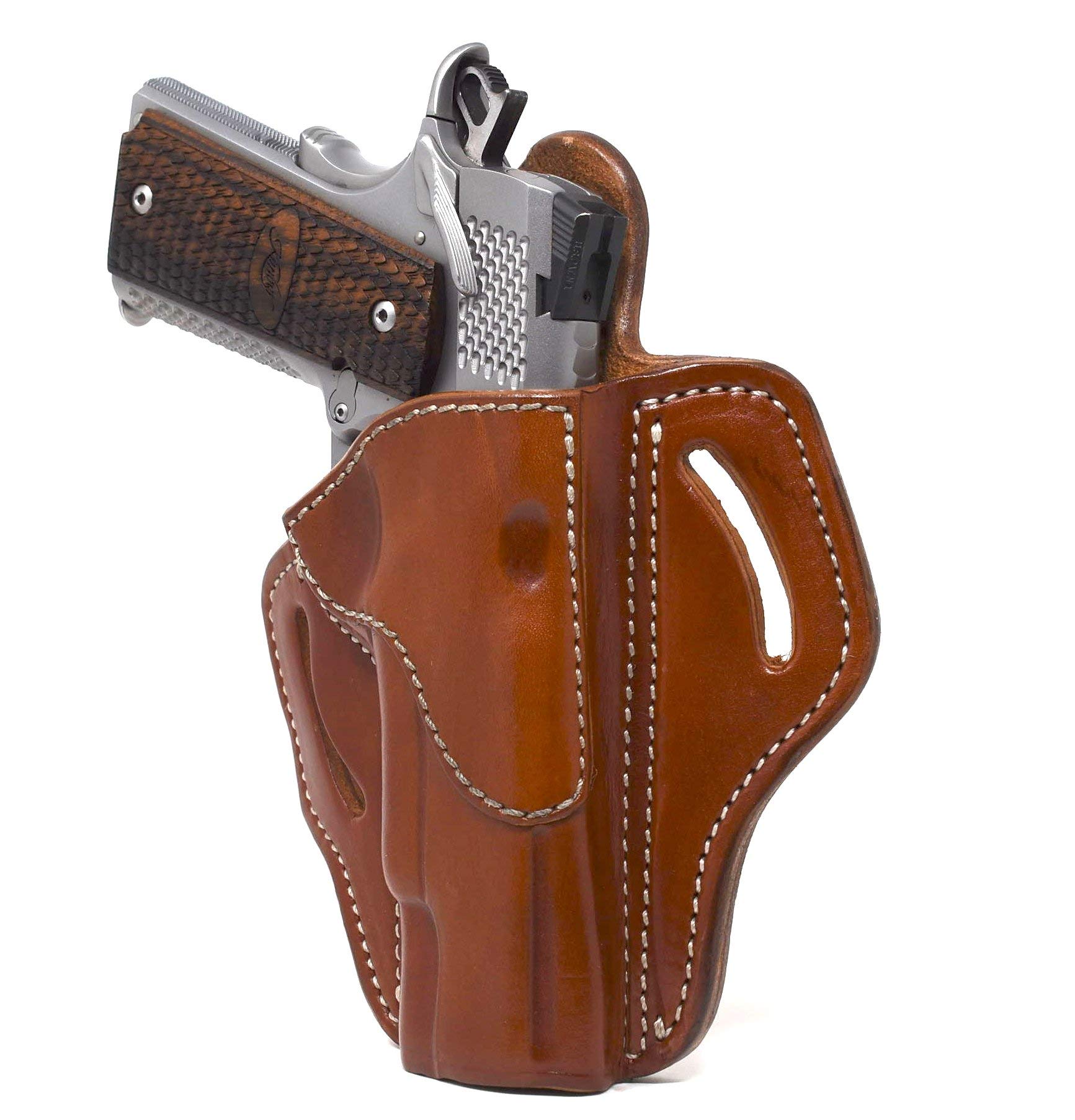1791 Gunleather 1911 Holster & Magazine Pouch Set - Right Hand OWB Leather Pistol Holster & Magazine Carrier - Classic Brown for Concealed Carry & Range Training