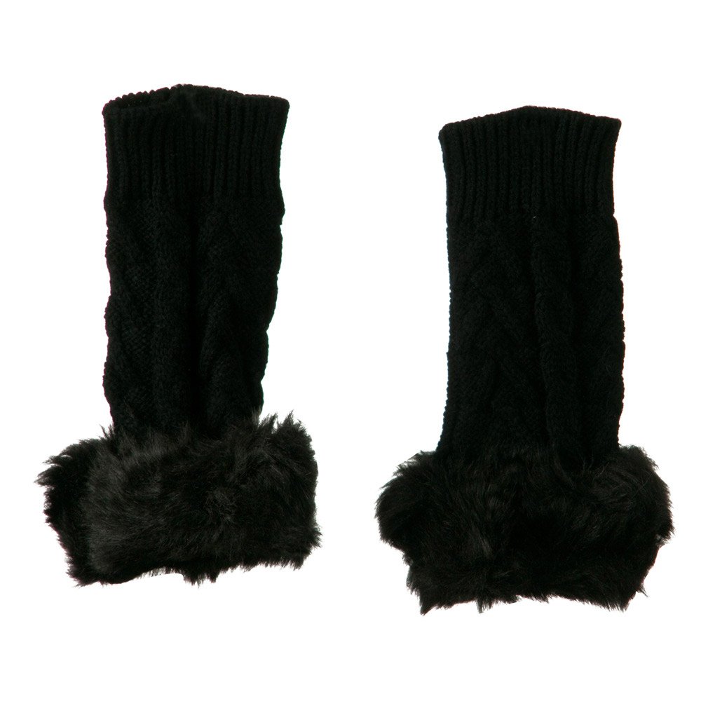 Jeanne Simmons Knitted Fur Cuff Arm Warmer - Black W17S43D | Winter Fashion Accessories for Women | Perfect for Cold Weather & Outdoor Activities