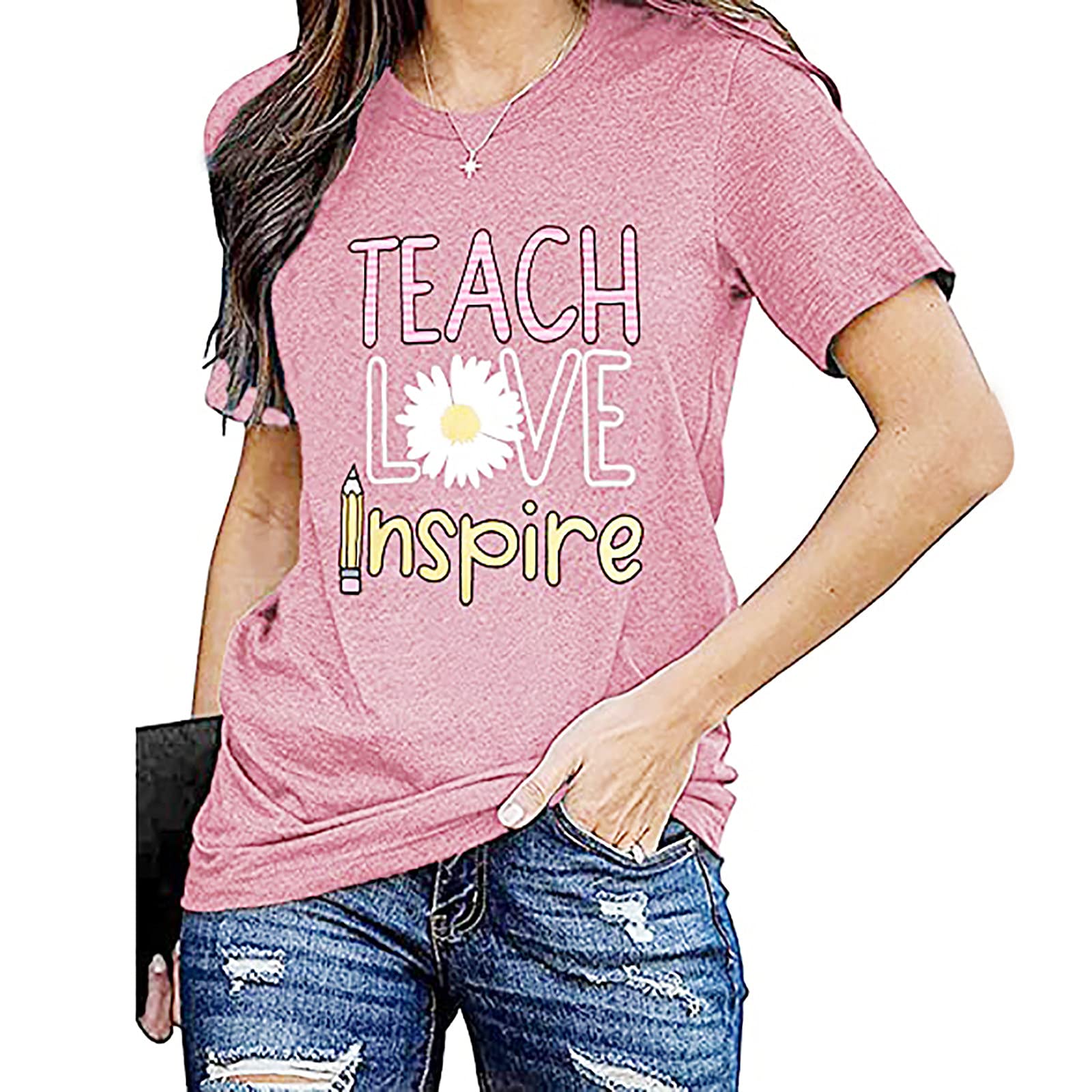 Funny Teacher T-Shirts for Women - Short Sleeve Graphic Tees for Teacher Appreciation & Casual Wear - Cute Novelty Teacher's Day Gift & Everyday Comfort Top