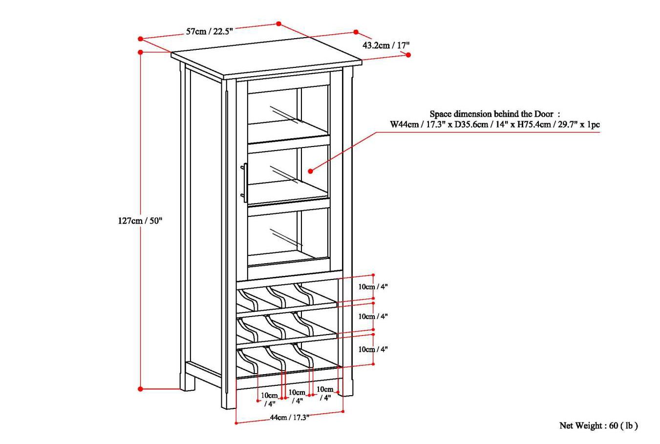 SIMPLIHOME Avalon 12-Bottle Solid Wood Wine Rack Cabinet - 23 Inch Wide Contemporary Storage for Wine Bottles in Distressed Grey Finish | Perfect for Living Room, Dining Room, Kitchen & Home Bar Decor