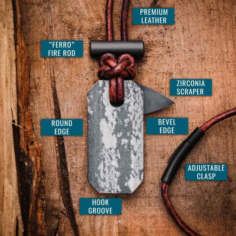 Viking Spark Necklace - Survival Fire Starter Necklace by Wazoo Gear | Uncommon Norse Style | Perfect for Camping, Hiking & Emergency Preparedness