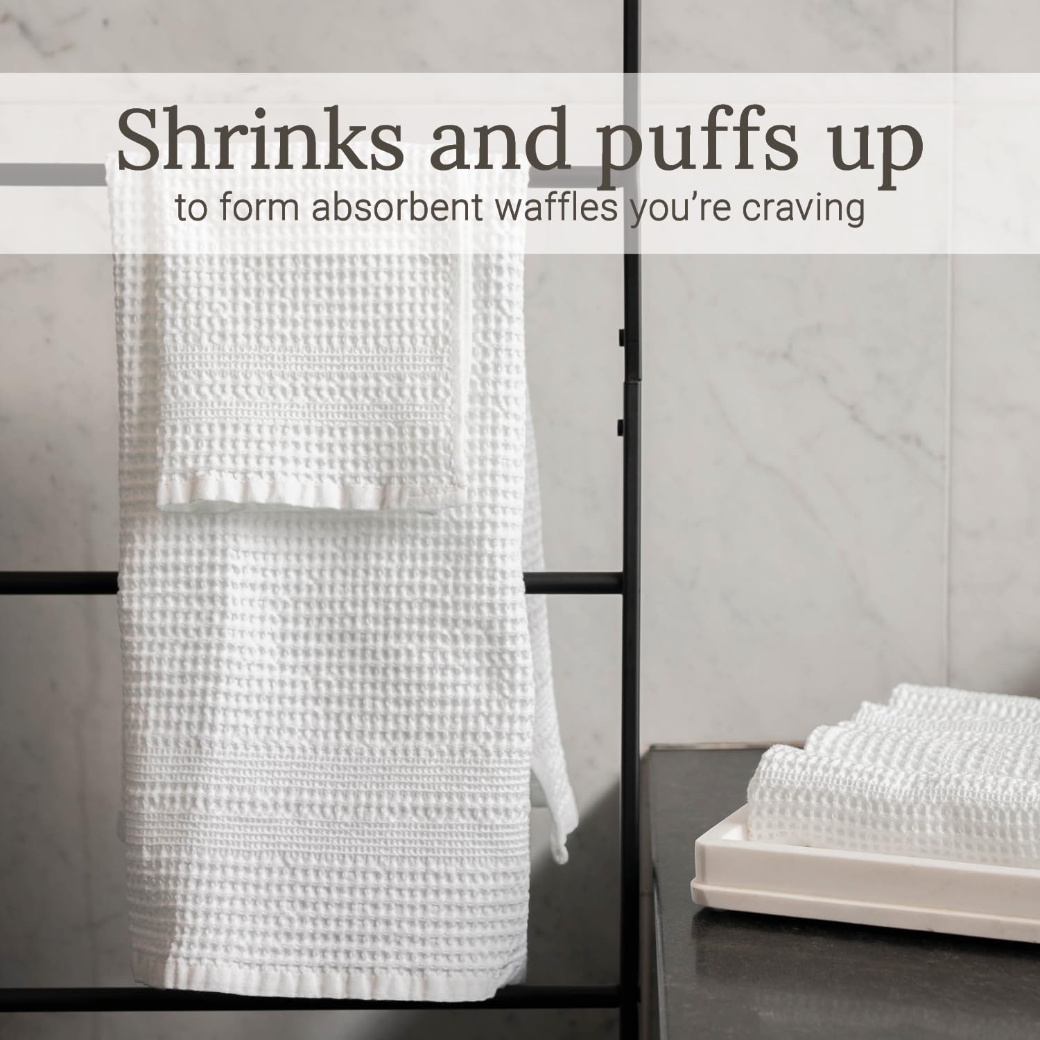 Premium GILDEN TREE Waffle Bath Sheets - 40x80 Oversized Quick-Dry Bath Towels for Adults, 2-Pack Ultra Absorbent Thin Body Towels (White) - Perfect for Spa, Beach, Gym & Luxury Bathroom Use