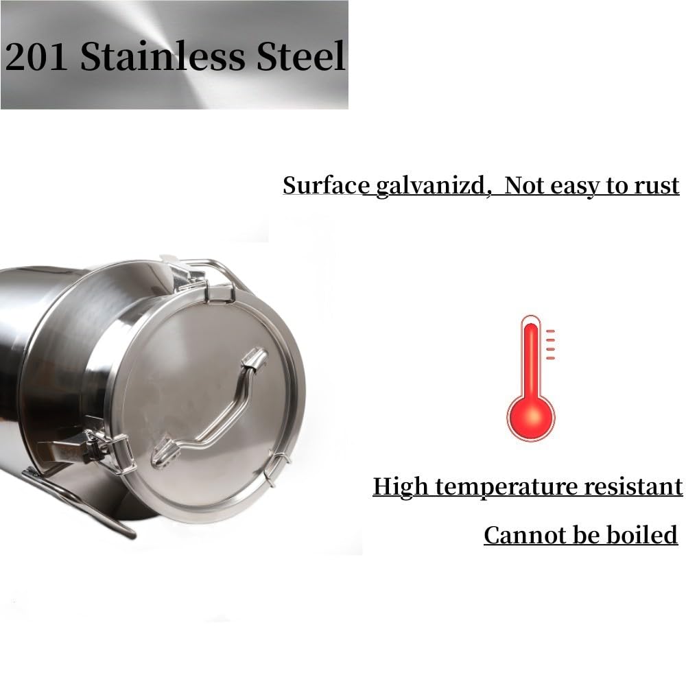 50L/13.3 Gallon Stainless Steel Milk Can - Heavy Duty Food Grade Milk Jug, Wine Pail & Liquid Storage Container with Leak-Proof Silicone Sealed Lid - Ideal for Dairy Farms, Breweries & Commercial Kitchen Use