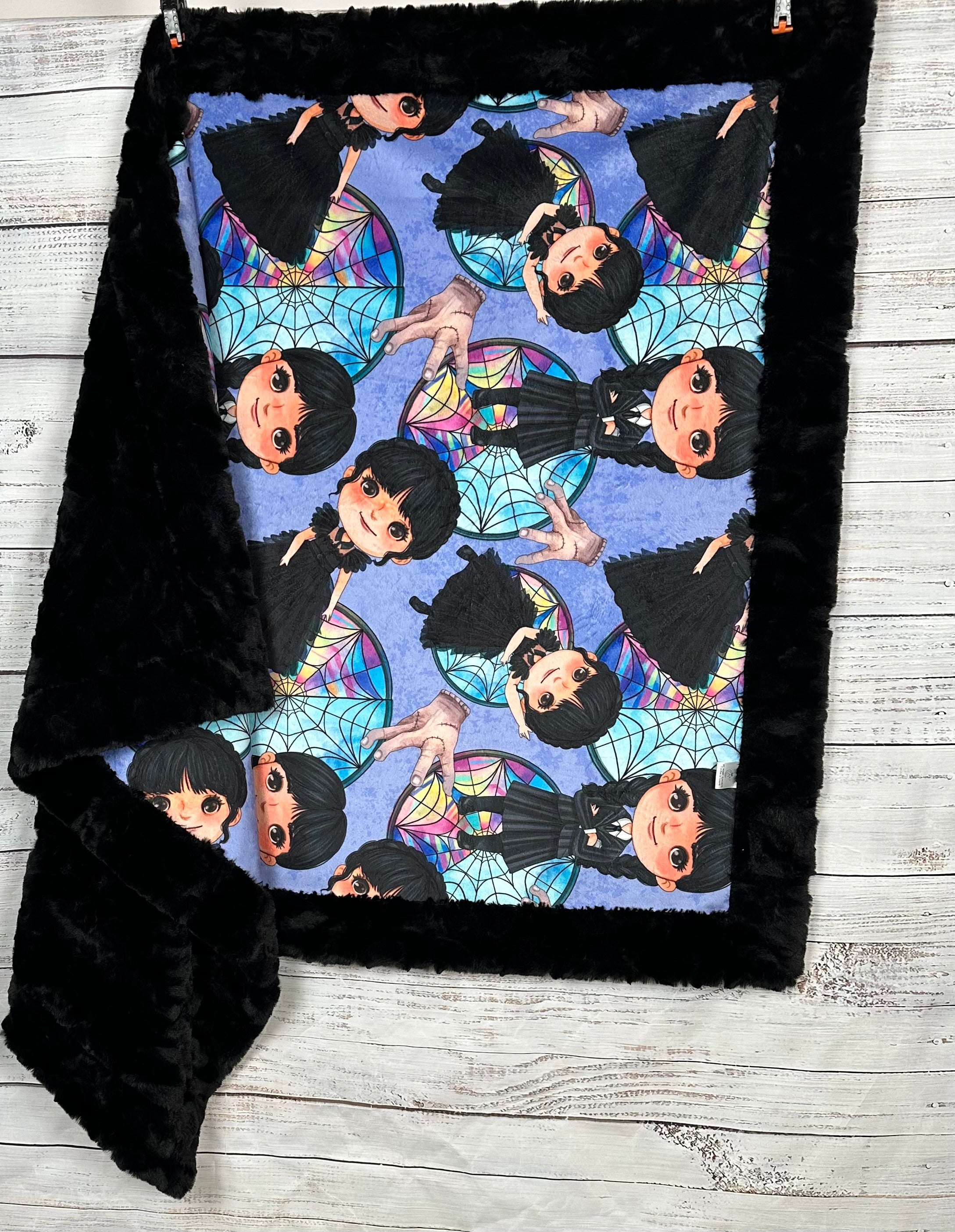 Spooky Girl Black Tuscany 41x60 Minky Blanket for Kids, Toddlers & Babies - Soft Travel Blanket with 13x19 Pillowcase - Perfect for Nursery, Stroller & Car Rides