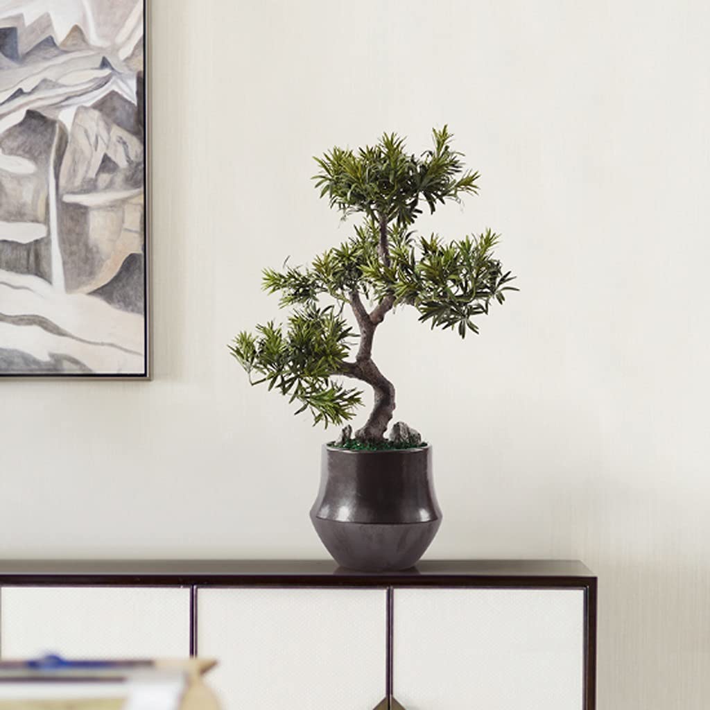 TOMYEUS Artificial Bonsai Tree - Fake Potted Plant in Ceramic Flowerpot, Realistic Tabletop Greenery for Home & Office Decor - Perfect for Living Room, Study, Desk & Shelf Decoration