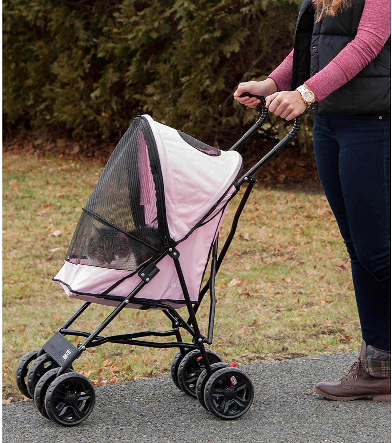 Pet Gear Travel Lite Plus Stroller - Compact & Easy Fold Pet Carrier for Small Dogs & Cats Up to 15 lbs | No Assembly Required with Large Wheels | Perfect for Vet Visits, Travel & Outdoor Adventures (3 Color Options)