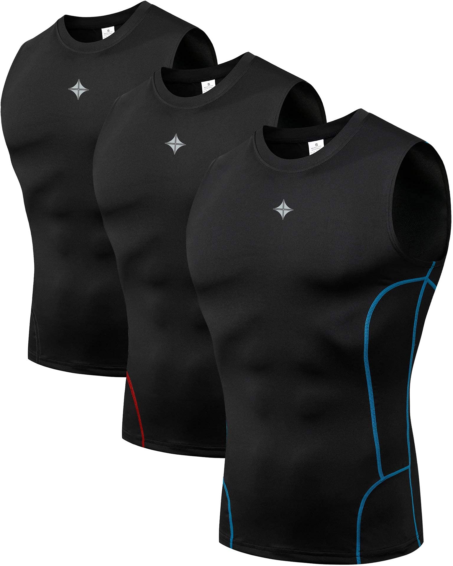 Milin Naco Men's Sleeveless Compression Shirts - UPF 50+ Dry Fit Workout Undershirt & Rash Guard for Gym, Running & Outdoor Activities