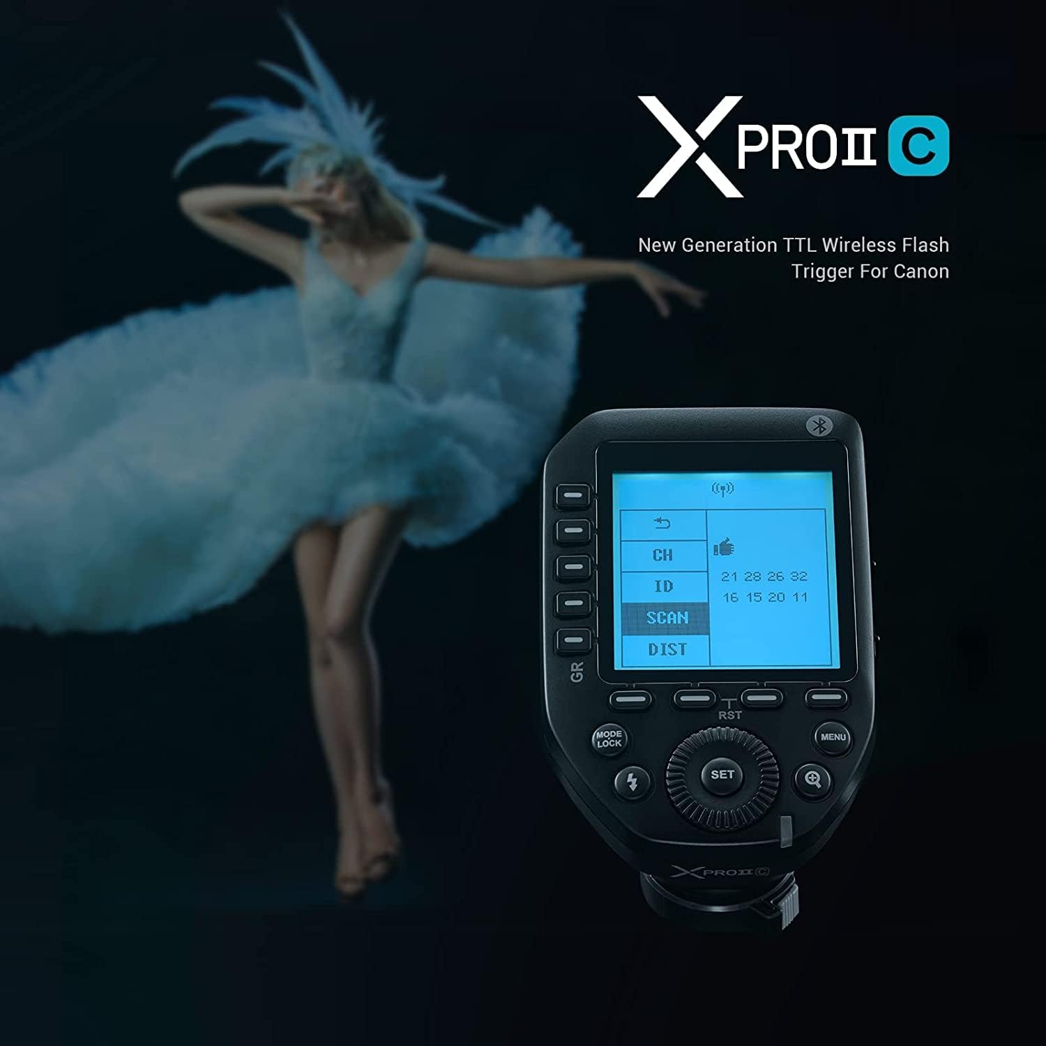 Godox XProII-C TTL Wireless Flash Trigger for Canon Cameras - 2.4G HSS up to 1/8000s, Bluetooth, TCM Conversion, Quick-Release Lock, 16 Groups & 32 Channels - Perfect for Studio, Wedding & Outdoor Photography