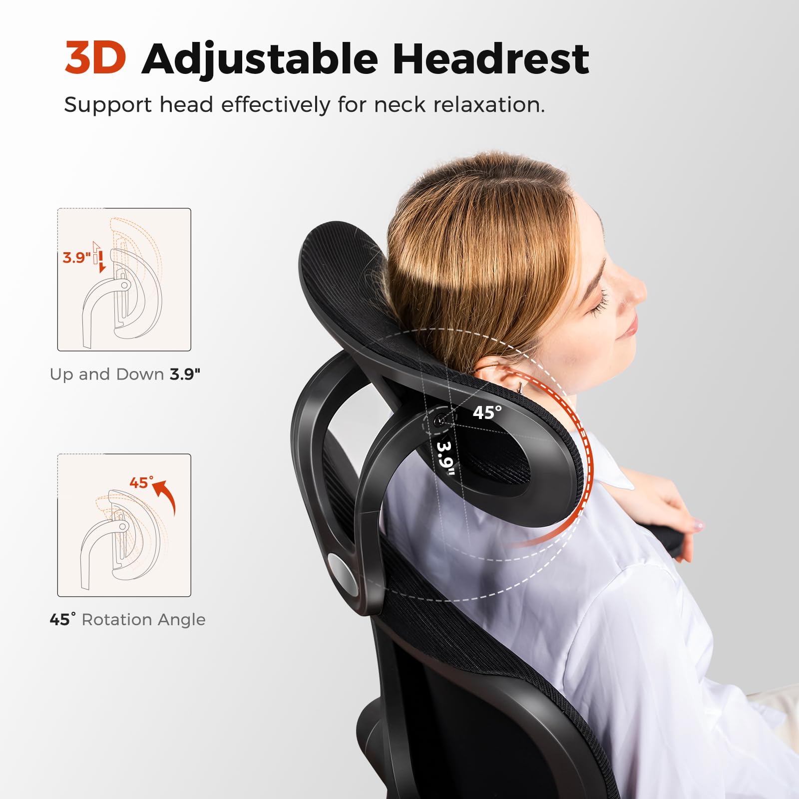 COMHOMA Ergonomic Office Desk Chair with 3D Adjustable Lumbar Support & Headrest - High Back Executive Computer Chair for Back Pain Relief, Flip-Up Armrests, Comfortable Mesh Task Chair (Ergo-Black) - Perfect for Home Office, Gaming, and Long Work Sessions