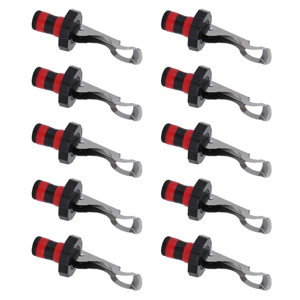 Romantic Valentine's Day Beverage Bottle Sealer - Manual Press Wine Stopper with Comfortable Handle (10PCS Red+Black) - Perfect for Home Use, Parties, and Gift Giving