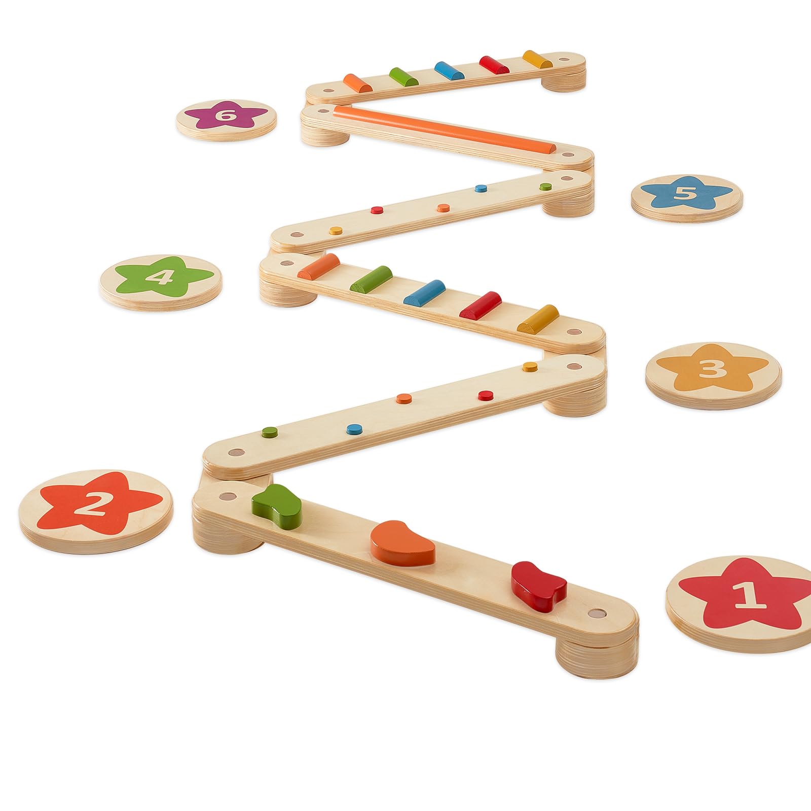 VEVOR Wooden Balance Beam Stepping Stones - 6 PCS Montessori Toys for Toddlers Age 2-6 | Improve Coordination & Gross Motor Skills | Indoor/Outdoor Gymnastics Obstacle Course for Boys & Girls | Perfect for Playrooms, Backyards & Preschool Activities
