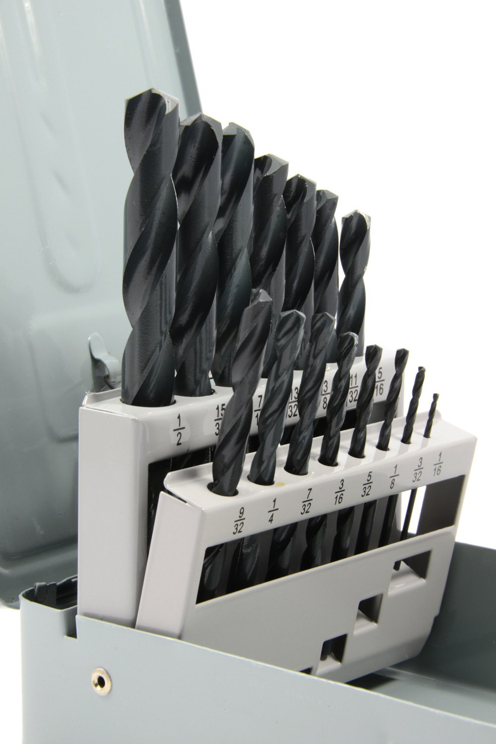 Forney 20217 15-Piece HSS Fractional Jobber Length Drill Bit Set - High Speed Steel Drill Bits for Metal, Wood & Plastic - Perfect for DIY Projects, Home Repairs & Professional Workshops