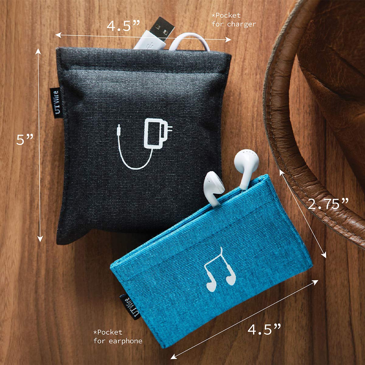 Portable Snap & Store Mobile Charger Case Pouch - Blue | Compact Phone Accessory Organizer for Travel, Work & Daily Commute | Compatible with Most Smartphones