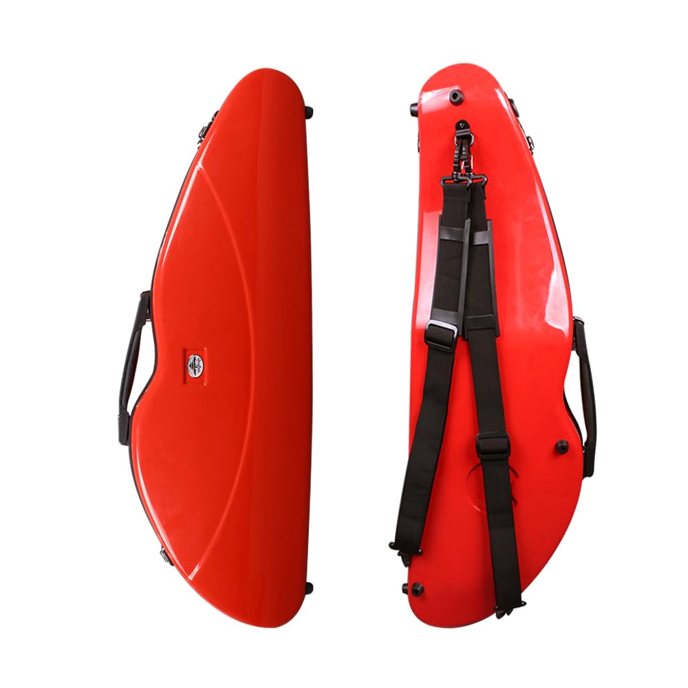 Yinfente 4/4 Full Size Carbon Fiber Violin Case - Lightweight 1.9kg Half Round Shape with Shoulder Strap, Combination Lock & Accessories Bag (Red) - Perfect for Professional Musicians, Students & Travel Protection