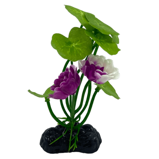 Premium Purple Lotus Silk Betta Plant for Aquariums - Set of 4 Artificial Fish Tank Plants for Bettas & Tropical Fish - Perfect for Aquascaping & Decorating Home/Office Fish Tanks