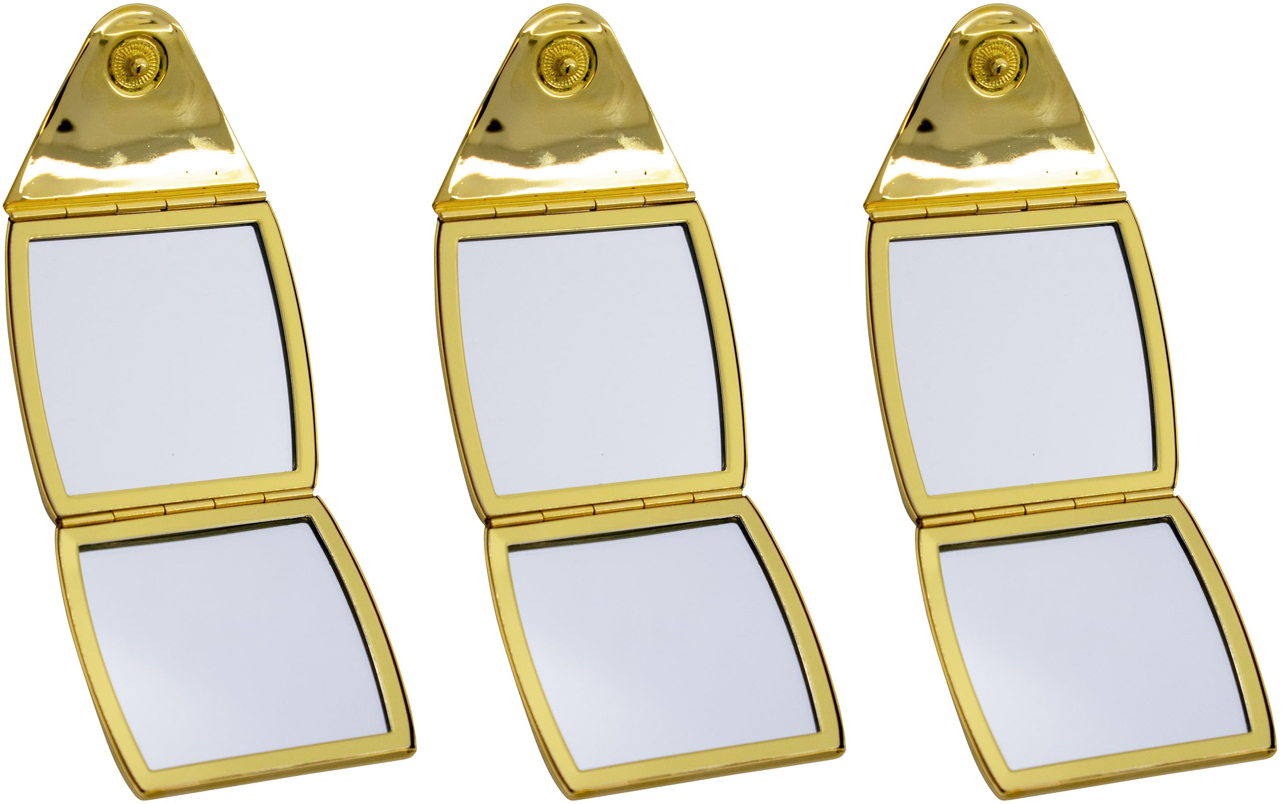 Stephanie Imports Set of 3 Double-Sided Clutch Shaped Magnifying Compact Mirrors - Gold | Perfect for Makeup, Travel & Gifts