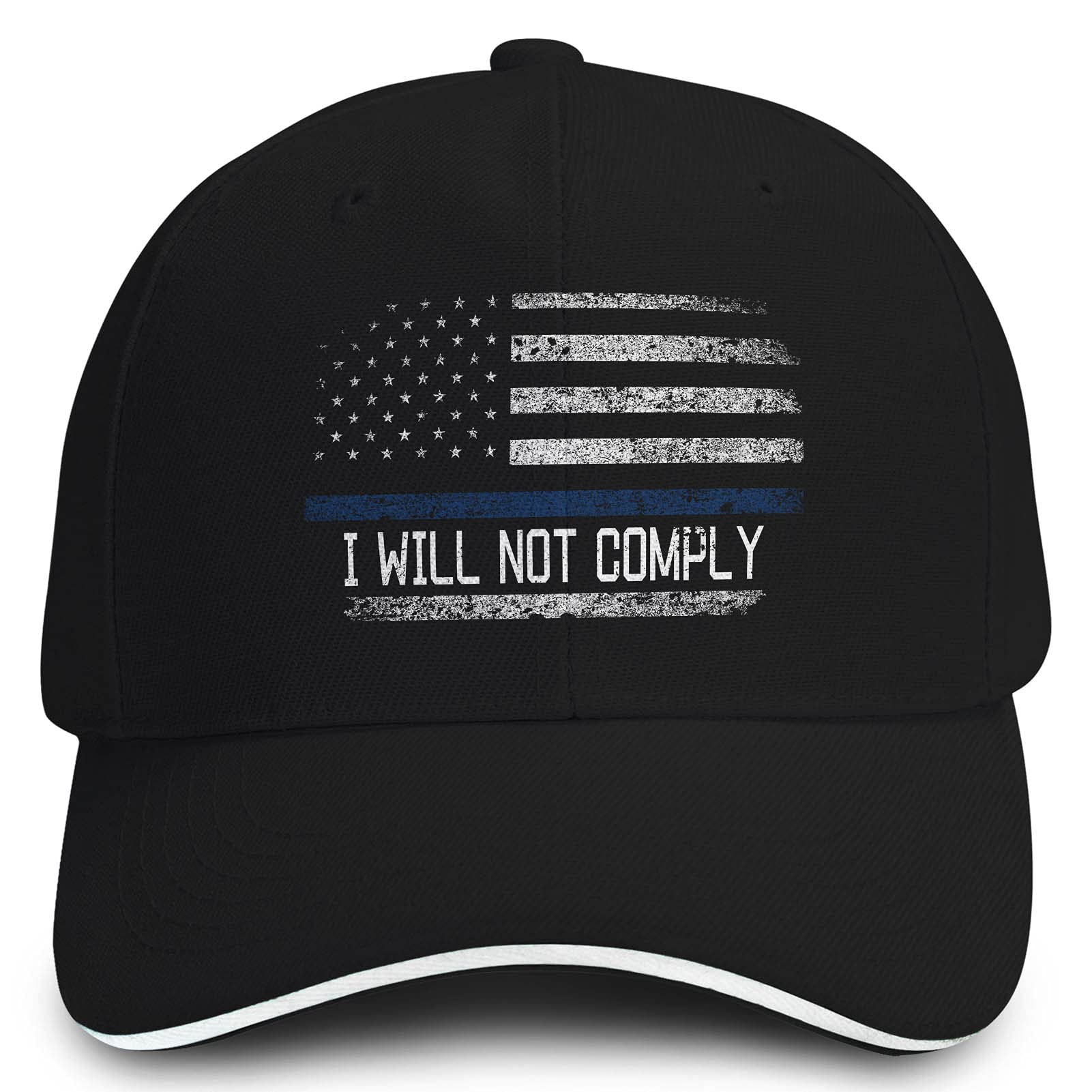 DiYYOUPIN Unisex Adjustable Baseball Cap - 'I Will Not Comply' American Flag Design in Dark Blue | Perfect for Outdoor Activities, Sports & Patriotic Events