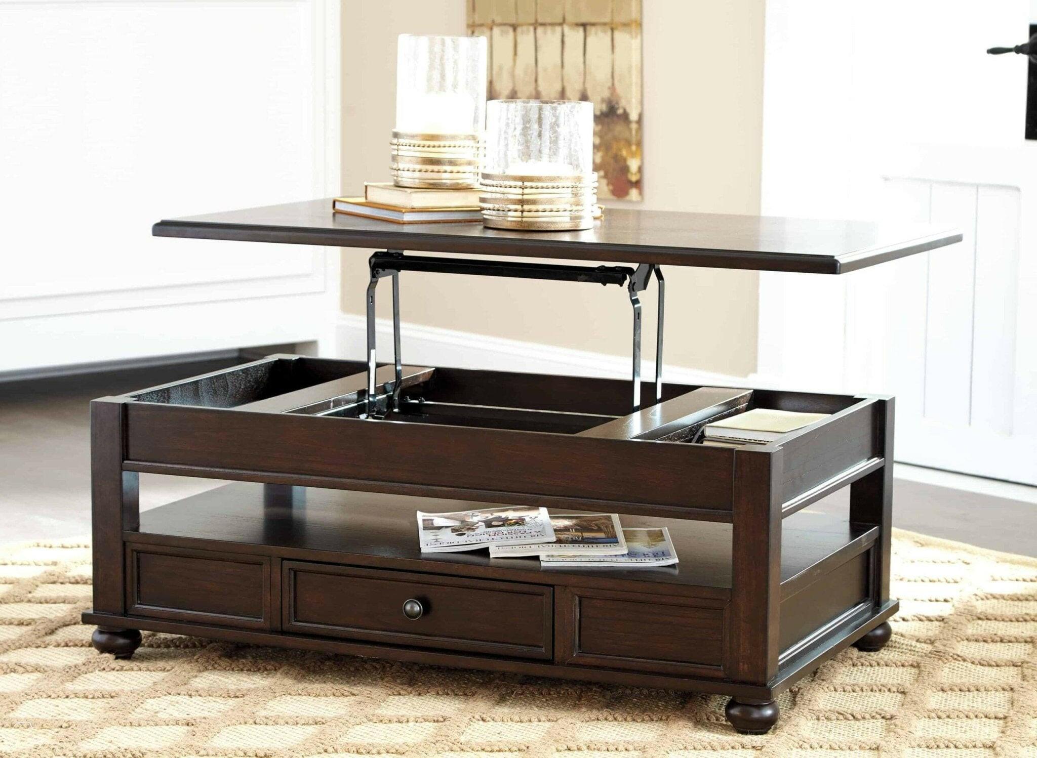 Barilanni Lift Top Coffee Table T9349 - Modern Lift-Top Design with Storage for Living Room, Home Office & Small Spaces - Perfect for Remote Work, Entertaining & Organization