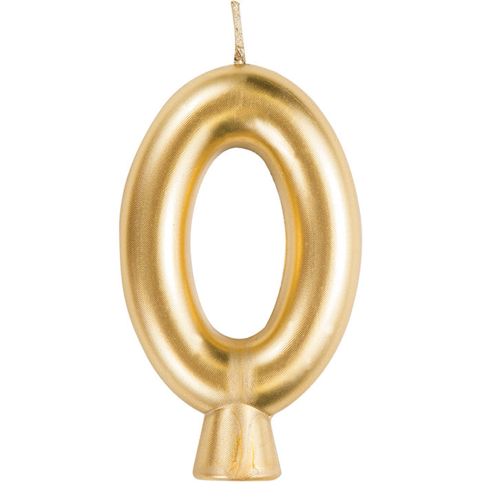 12-Piece Bulk Gold Number 0 Candles for Birthday Cakes, Anniversary Celebrations & Party Decorations