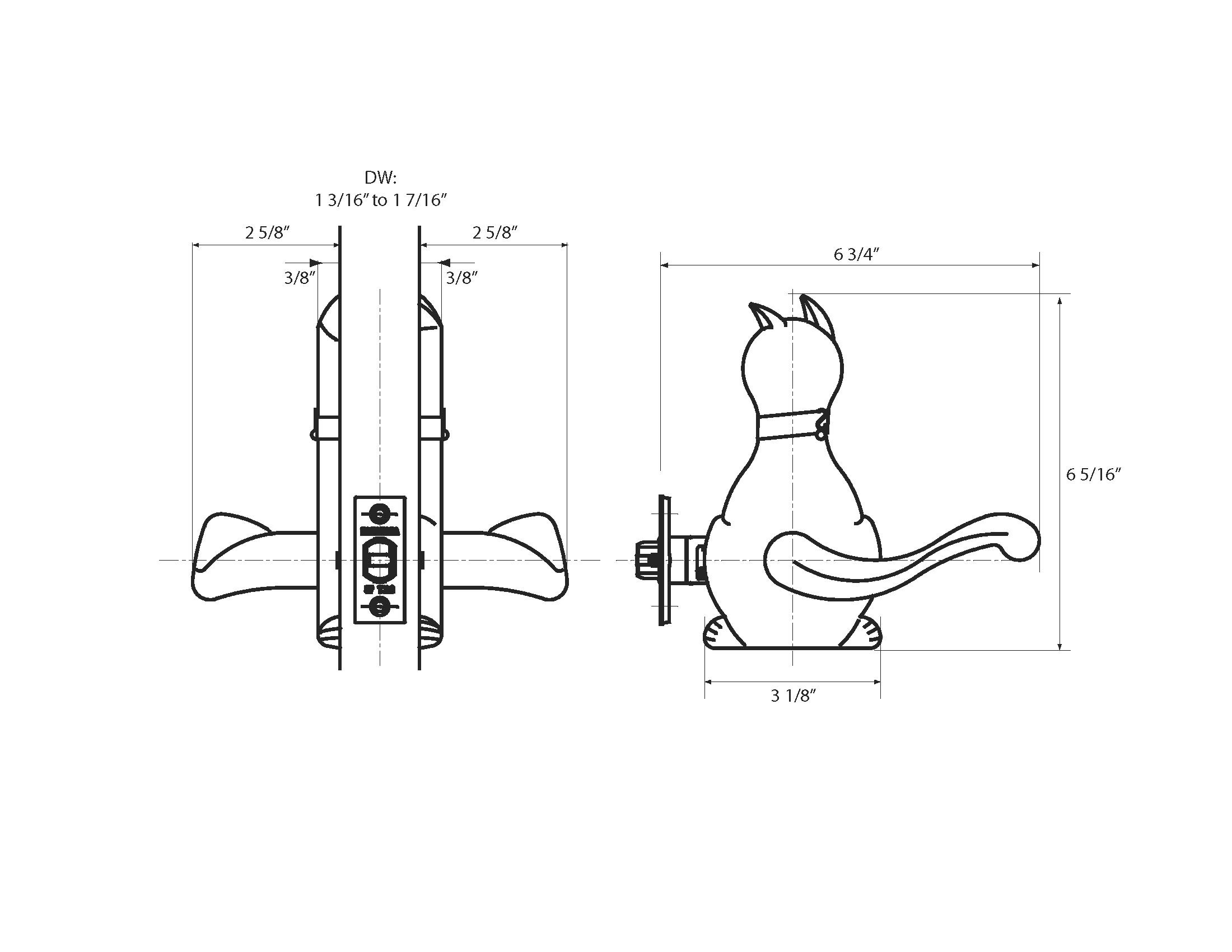 Nagasawa Silver Cat Door Lever - Pet Friendly Interior Door Handle for Cat Lovers - Perfect for Home, Bedroom, and Pet Room Decor