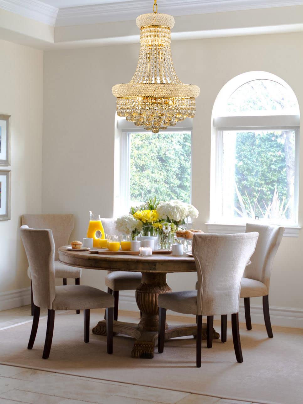 10-Light Gold Finish Empire Crystal Chandelier - 18