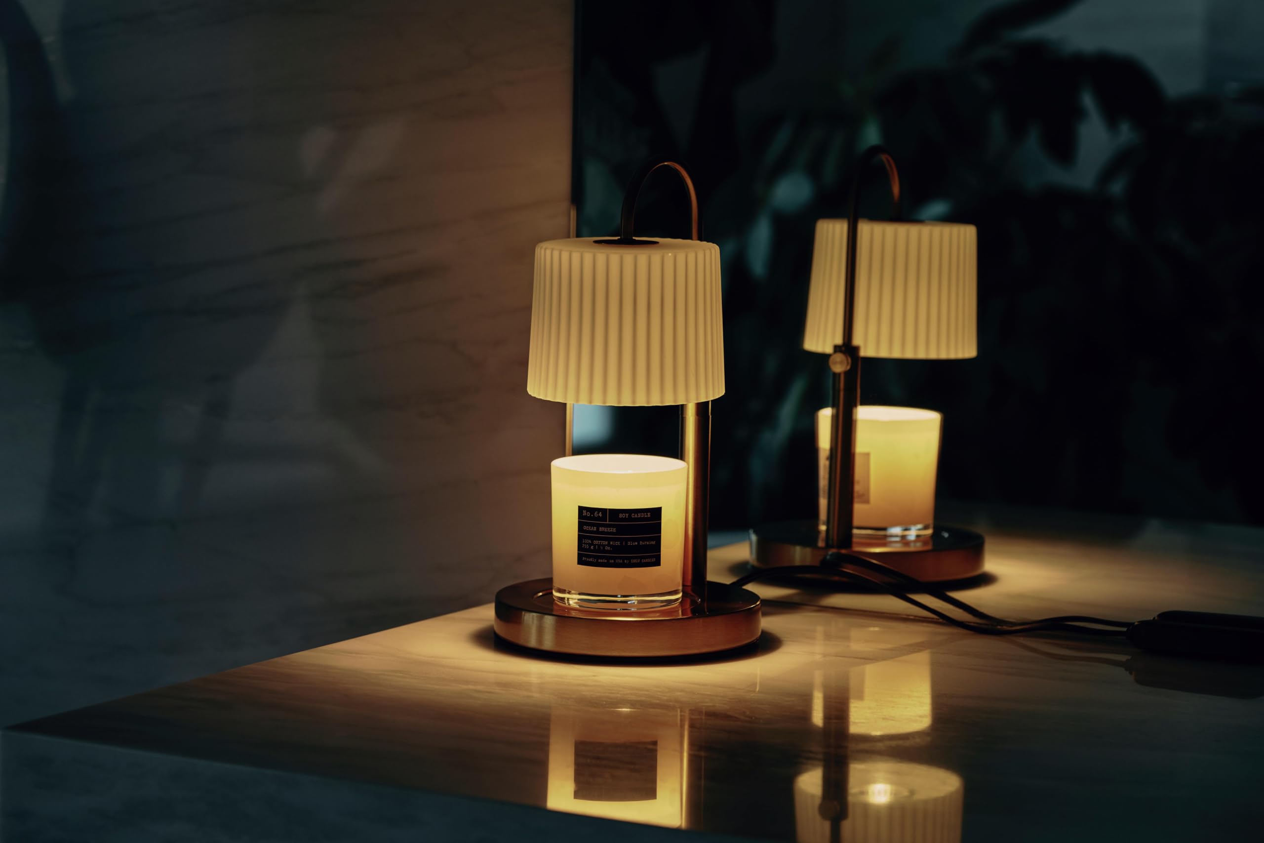 Dimmable Glass Candle Warmer Lamp with Timer - Adjustable Height Wax Melter for Scented Candles (8H/4H/2H Timer) - Gold Metal Base with 2 Bulbs - Perfect Gift for Home, Office & Romantic Ambiance