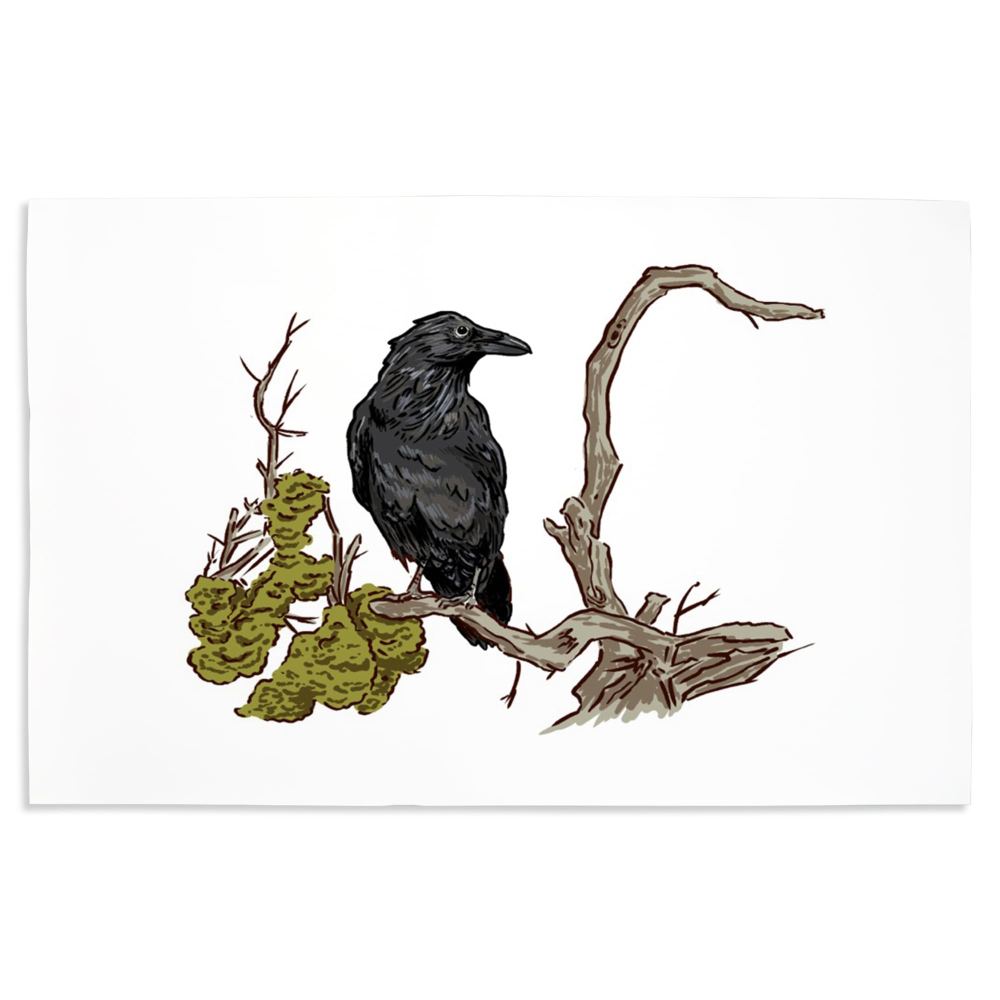 Lantern Press 16x24 Inch Giclee Art Print - Raven Wall Decor - Premium Canvas Artwork for Living Room, Bedroom & Office Decoration