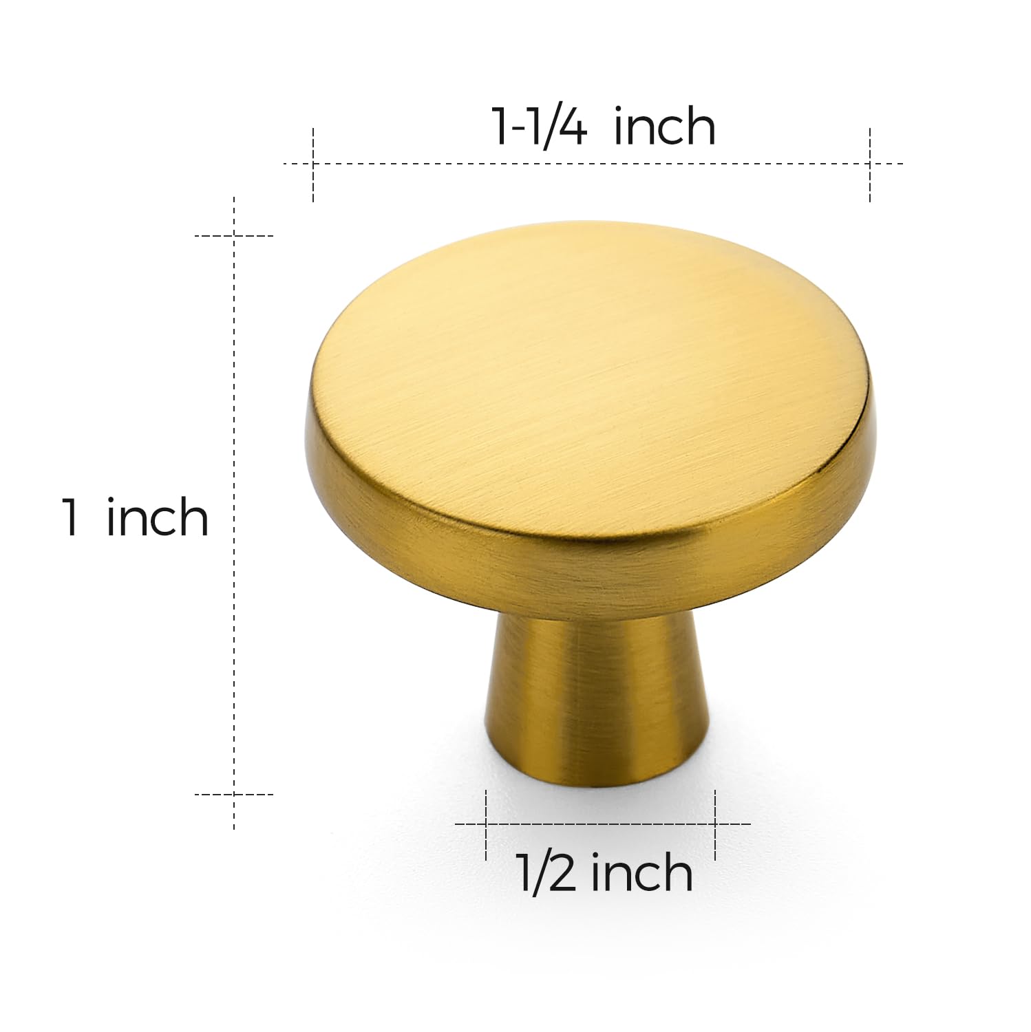 Ravinte 10 Pack 1-1/4 Inch Solid Brushed Brass Cabinet Knobs - Round Dresser Drawer Pulls for Kitchen Cabinets, Cupboards & Furniture - Elegant Gold Hardware for Home & Office Organization