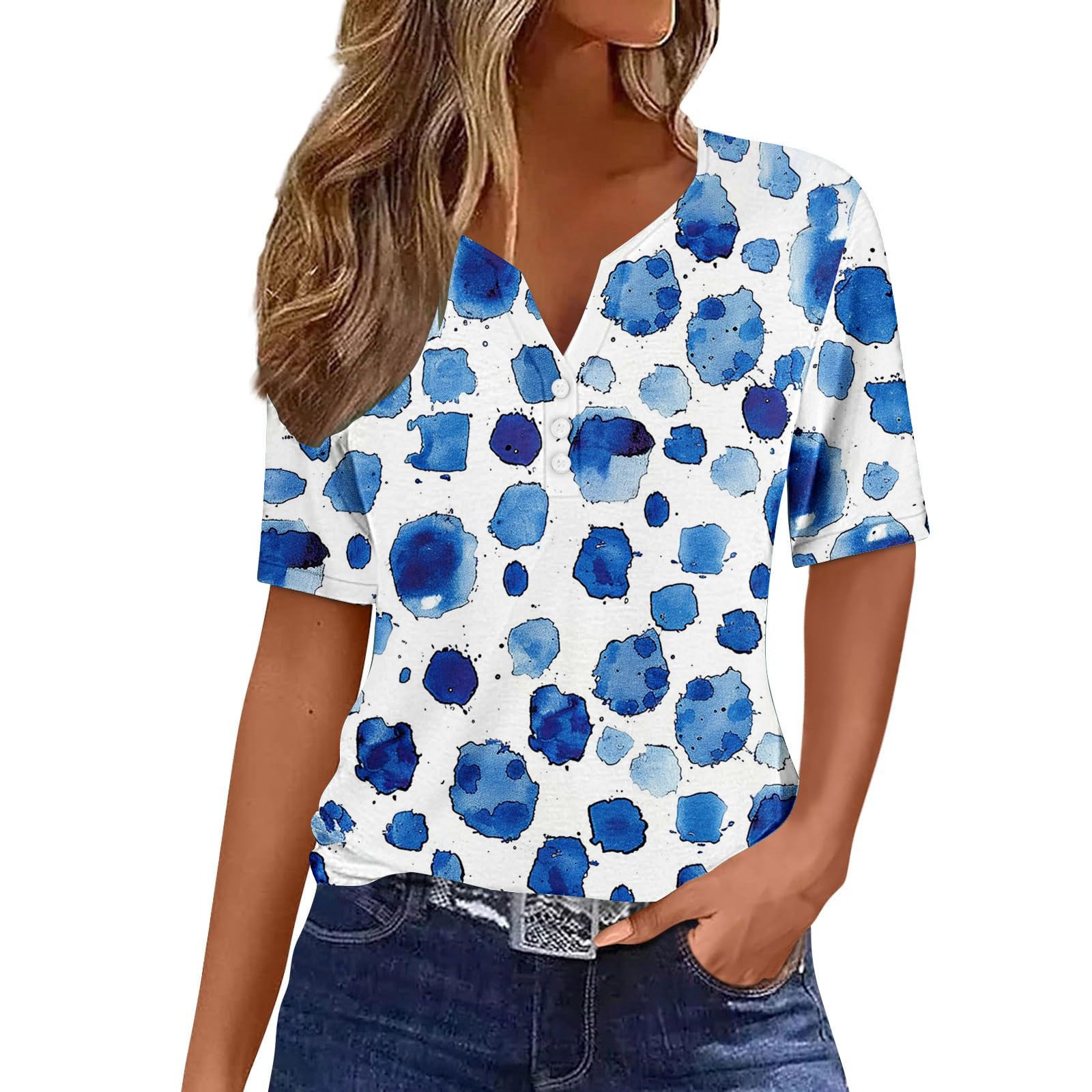 Trendy Floral Summer Tops for Women 2024 - V Neck Short Sleeve Blouses, Casual Tunic Shirts & Vacation Clothes | Perfect for Beach Outings, Date Nights & Summer Travel