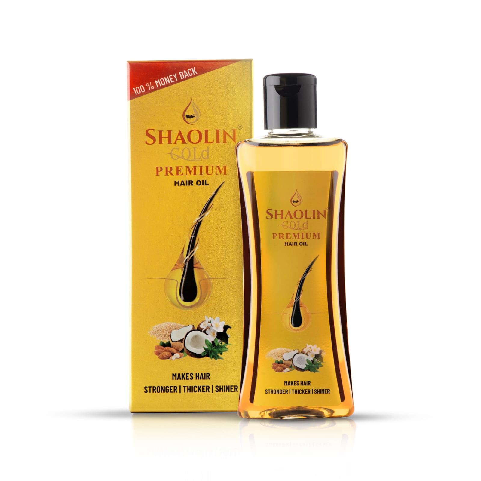 Premium SHAOLIN GOLD Hair Growth Oil - Strengthens & Thickens Hair for Shiny Locks (100ml) | Natural Hair Care Solution for Dry, Damaged Hair | Perfect for Daily Scalp Massage & Hair Treatment