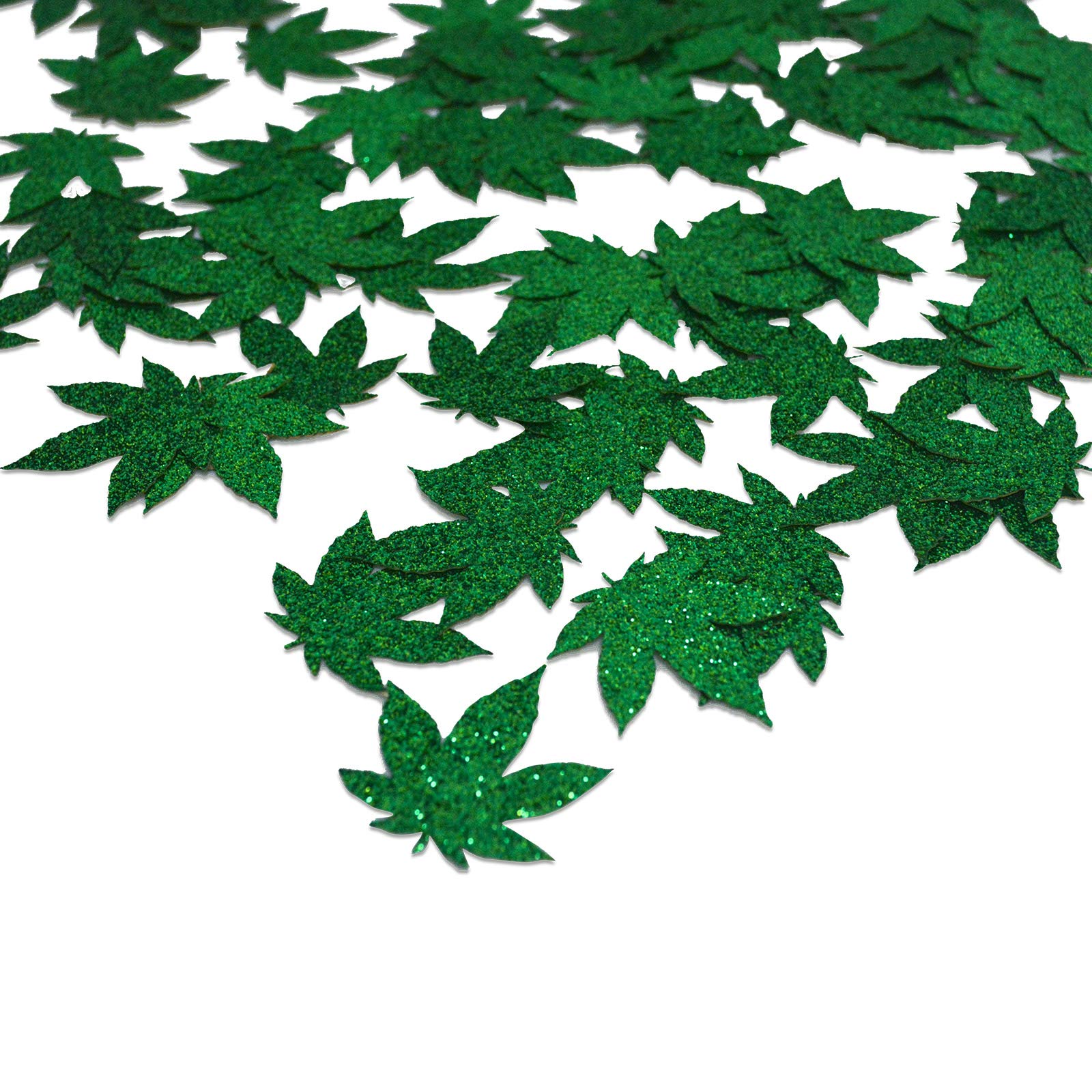 Premium Marijuana Leaf Confetti for 420 & Weed-Themed Parties - Single Green Cannabis Leaf Decorations - Perfect for Birthday, Bachelorette & Stoner Celebrations - Dope Party Supplies (Green)