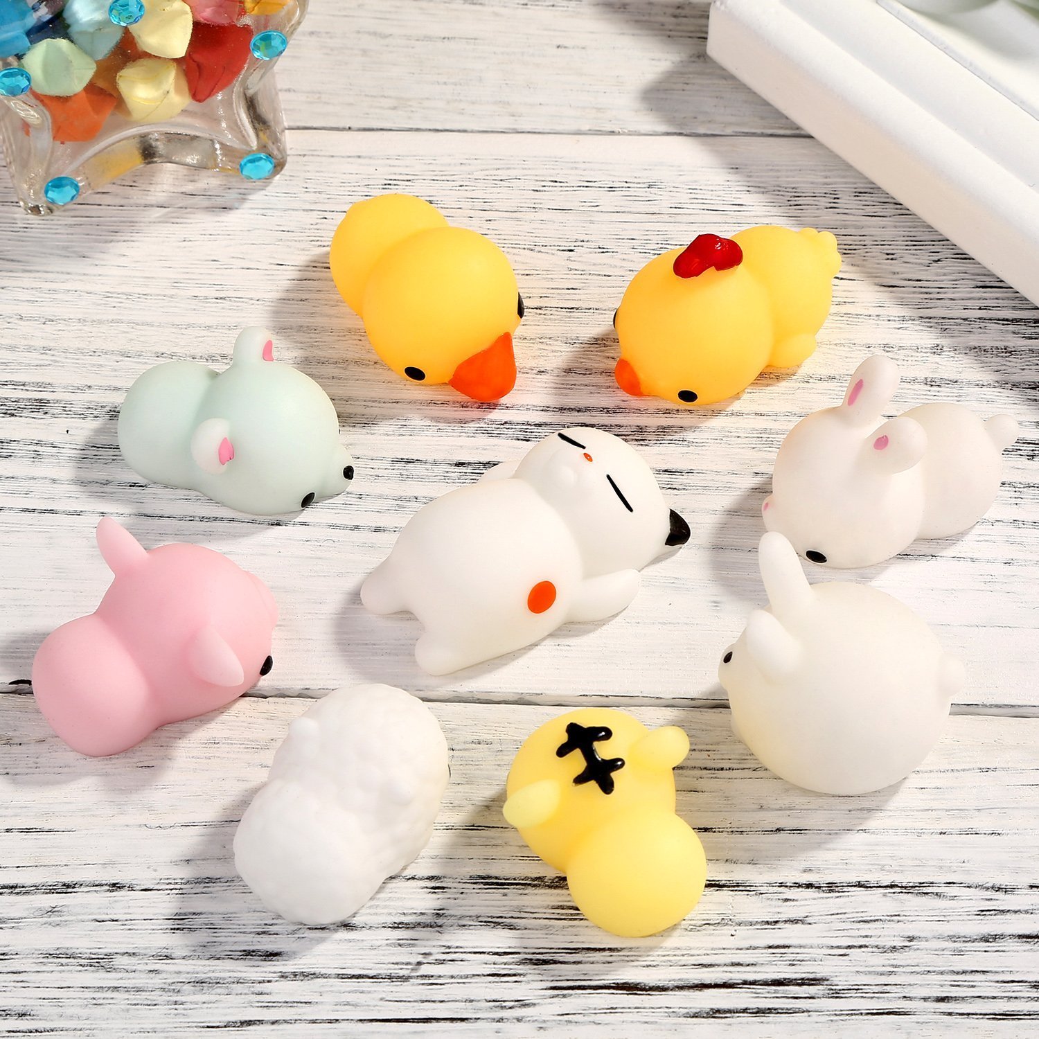 18PCS Cute Kawaii Mochi Squishy Animal Toys - Soft Stress Relief & Anxiety Squeeze Toys for Kids | Perfect for Classroom Prizes, Easter Basket Stuffers, Party Favors & Sensory Play
