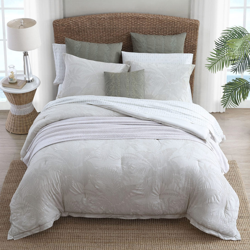 Tommy Bahama Abalone Textured Quilt Cover Set - Queen Size Bedding with Ocean-Inspired Design for Coastal & Beach House Decor