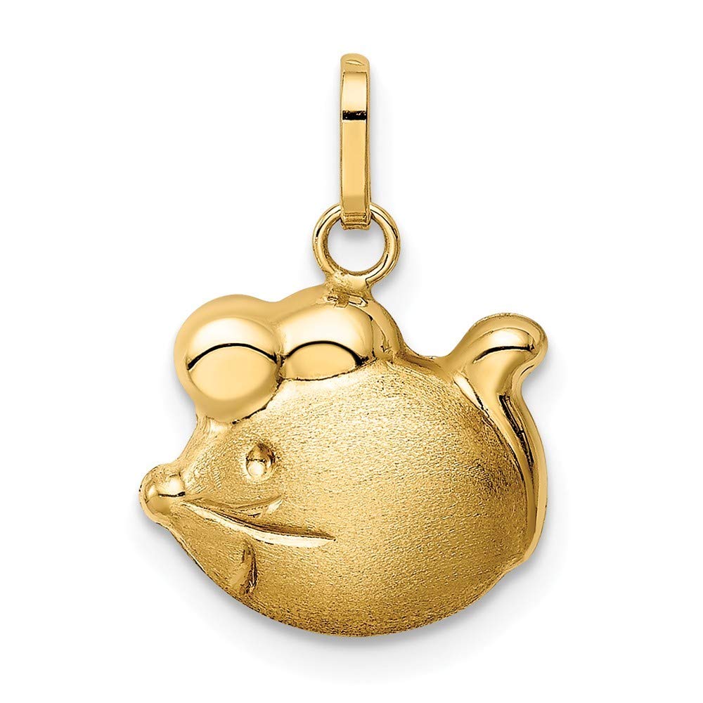 14K Gold Satin & Polished Mouse Charm Pendant Necklace - Elegant Jewelry Gift for Women | Perfect for Birthdays, Anniversaries & Everyday Wear