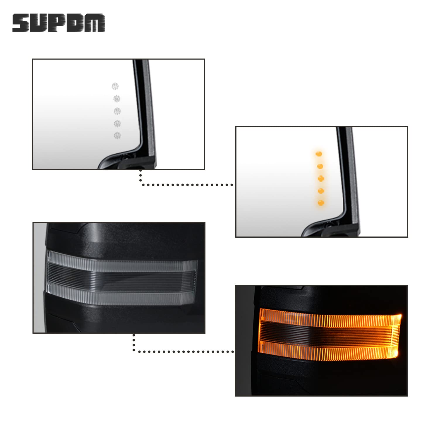 Chrome Towing Mirrors with Power Heat & Turn Signals - Compatible with Chevy Silverado/Suburban/Tahoe & GMC Sierra/Yukon 2003-2006 Models - Clearance Lamp & Running Lights (Pair) - Perfect for Towing, Off-Roading & Night Driving