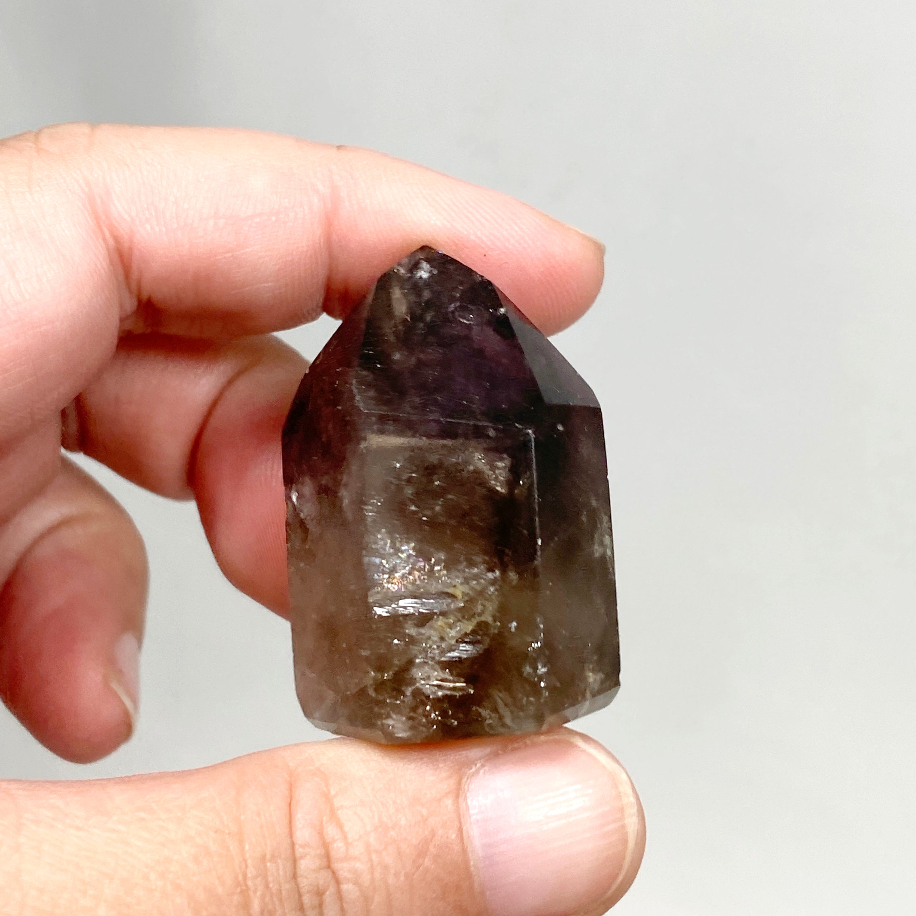 Natural Smokey Amethyst & Clear Quartz Crystal Point - Healing Stone CR3449 for Meditation, Reiki, and Home Decor
