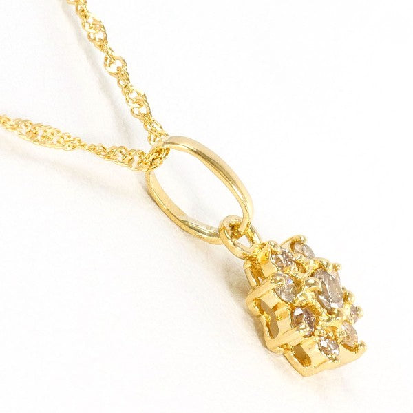 18K Yellow Gold Brown Diamond Pendant Necklace - 0.20ct Natural Diamond Jewelry - 16 Inch (40cm) Chain - Elegant Gift for Women, Anniversary & Special Occasions