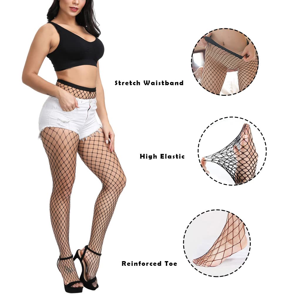 Blostirno Women's High Waist Fishnet Stockings - Sexy Thigh High Tights & Pantyhose for Party, Halloween, Cosplay & Night Out