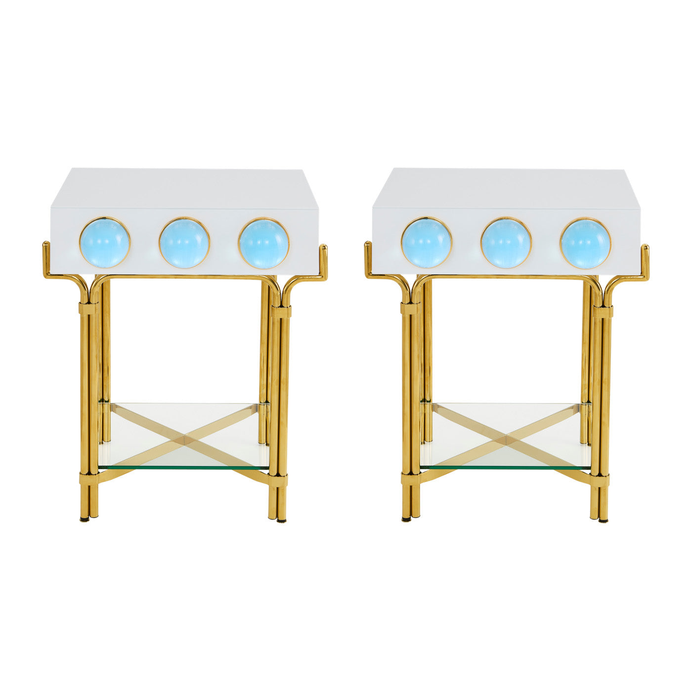 Globo Modern Side Table Set of 2 - Small End Tables for Living Room, Bedroom, Office - Nightstand & Accent Furniture with Sturdy Metal Frame - Perfect for Home Decor, Apartment Essentials & Small Spaces