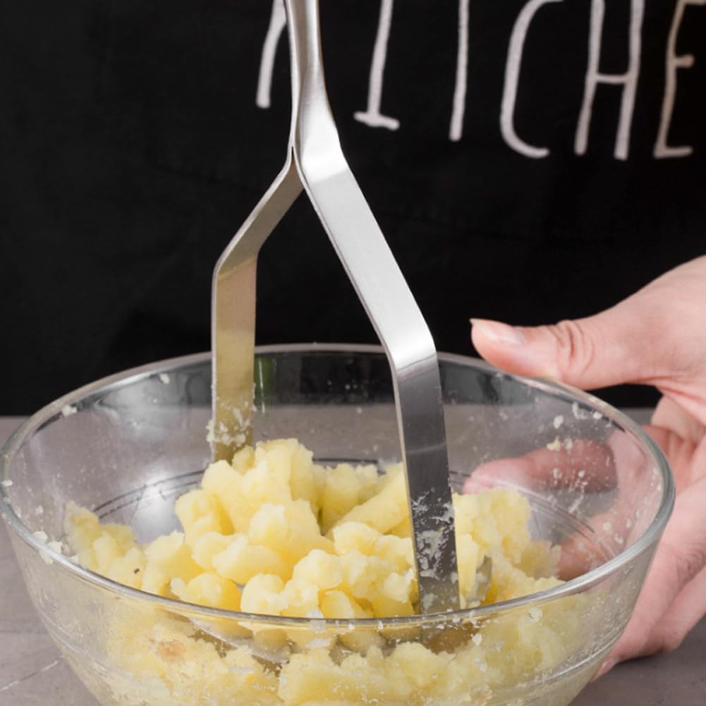 Stainless Steel Potato Masher - Heavy Duty 12 Inch Metal Masher for Potatoes, Avocados, Vegetables & Meat - Dishwasher Safe Kitchen Tool for Perfect Mashed Potatoes - Ideal for Home Cooking, Restaurants & Meal Prep