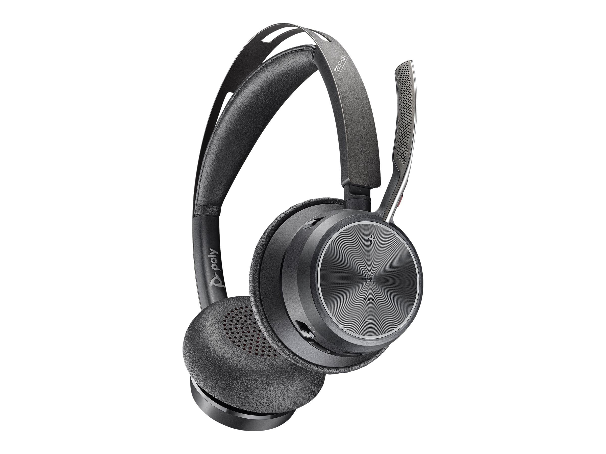 Poly Voyager Focus 2 UC Wireless Headset with Active Noise Canceling - Bluetooth Headphones with Boom Mic for Mobile & PC/Mac (USB-C Adapter Included) - Certified for Microsoft Teams & Zoom - Perfect for Remote Work, Online Meetings & Call Centers