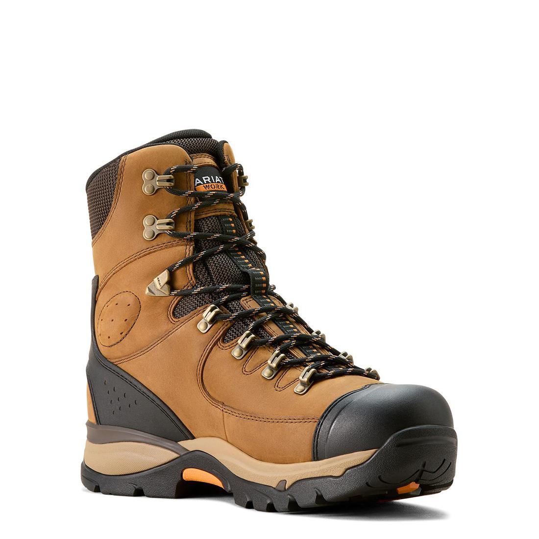 Endeavor 8 Inch Soft Toe Waterproof Insulated Work Boots for Men - Dusted Brown - Winter & Outdoor Work Safety Shoes for Construction, Hiking, and Hunting
