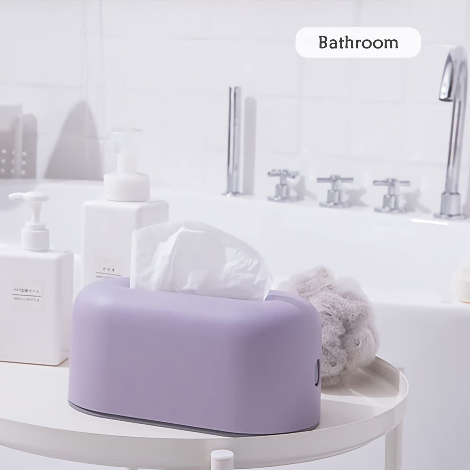 Elegant Purple Tissue Box Cover Holder - Decorative Napkin Organizer & Paper Towel Dispenser for Bathroom, Office, Home Decor - Perfect Gift Idea for Housewarming & Holidays